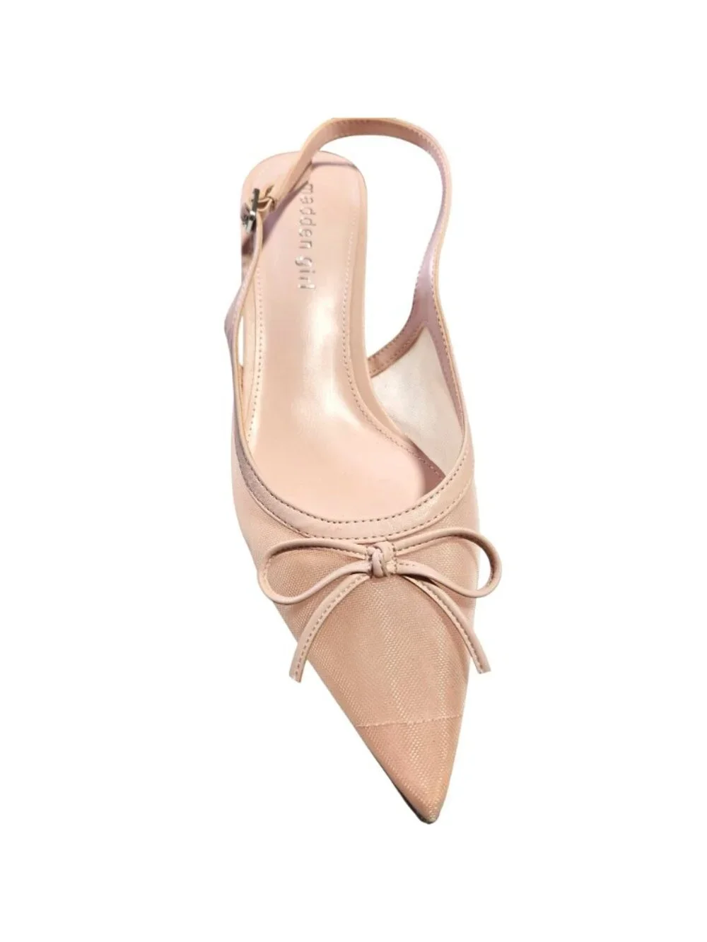 Woman's Madden Girl wedding season pastel pink sheer toe kitten heel pump 9M